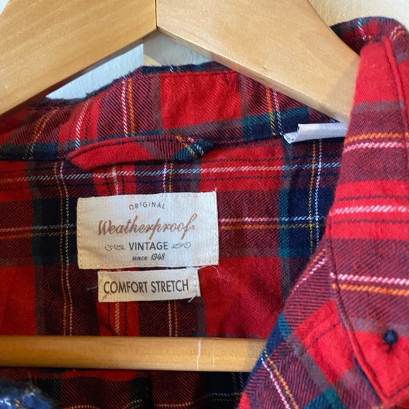 Weatherproof Vintage Women’s Flannel Button Down Shirt Medium Red Blue/Green - Picture 4 of 10